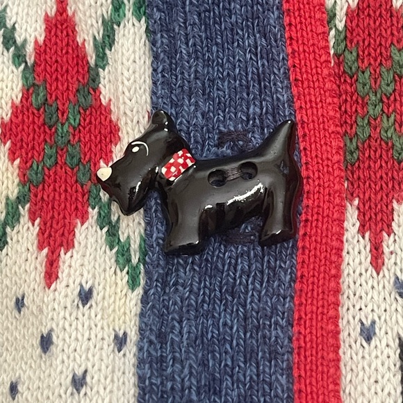 Vtg Casual Corner Grannycore Scottish Terrier Dog Sweater Vest Cardigan - Picture 3 of 6